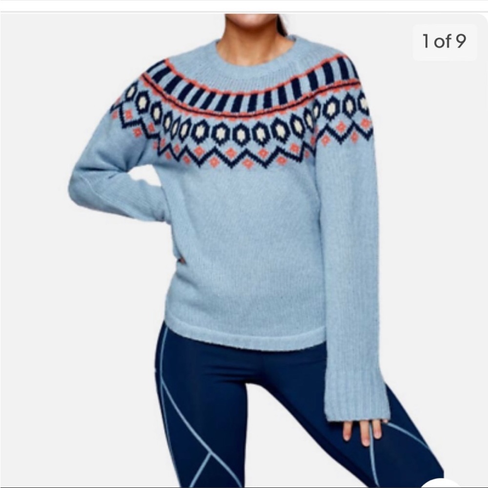 NWT Size Large.  Kari Traa Wool Blend Sweater Ringheim Fair Isle Sweater Blue